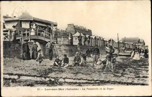 Ak Luc sur Mer Calvados, La Passerelle, La Digue