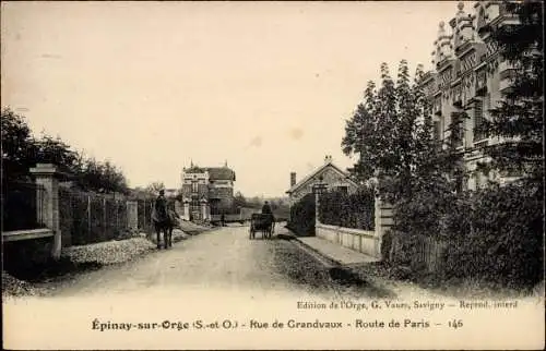 Ak Epinay sur Orge Essonne, Rue de Grandvaux, Route de Paris