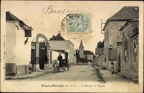Ak Fleury Mérogis Essonne, La Mairie, L'Eglise