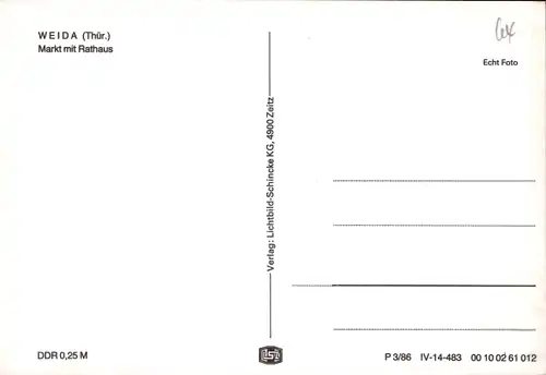 Ak Weida in Thüringen, Markt mit Rathaus