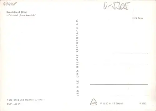 Ak Kranichfeld in Thüringen, HO Hotel Zum Kranich