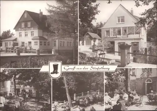 Ak Klettbach in Thüringen, Berggaststätte Stiefelburg, Terrassenpartie