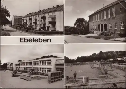 Ak Ebeleben im Kyffhäuserkreis, Oberschule, Kinderkombination Judith Auer, Schwimmstadion