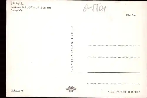 Ak Neustadt im Harz Harztor Thüringen, Burgstraße