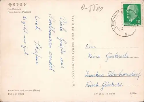 Ak Nordhausen am Harz, Neuerbautes Postamt