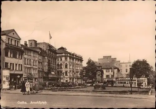 Ak Gotha in Thüringen,Arnoldiplatz, Tram