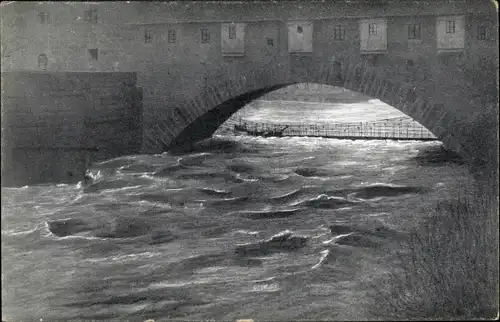 Ak Nürnberg in Mittelfranken, Der Kettensteg, 05.02.1909, Hochwasser Katastrophe