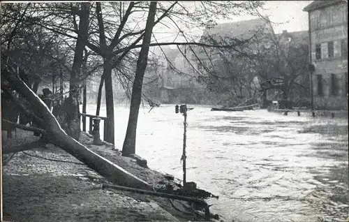 Ak Nürnberg in Mittelfranken, Insel Schütt, 05.02.1909, Hochwasser Katastrophe