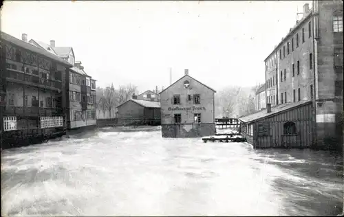 Ak Nürnberg in Mittelfranken, Insel Schütt, Wespennest, Hochwasser Katastrophe, 05.02.1909