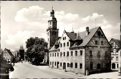 Ak Altdorf bei Nürnberg in Mittelfranken Bayern, Marktplatz, Rathaus, Stadtkirche