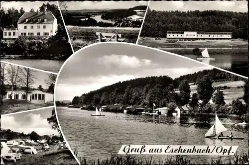 Ak Eschenbach in der Oberpfalz Bayern, See, Schullandheim, Stadtbad, Café am See