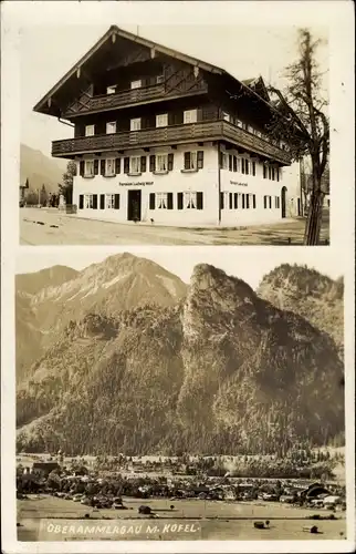 Ak Oberammergau in Oberbayern, Panorama, Pension Ludwig Wolf