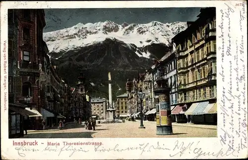 Ak Innsbruck in Tirol, Partie in der Maria Theresienstraße, Litfaßsäule