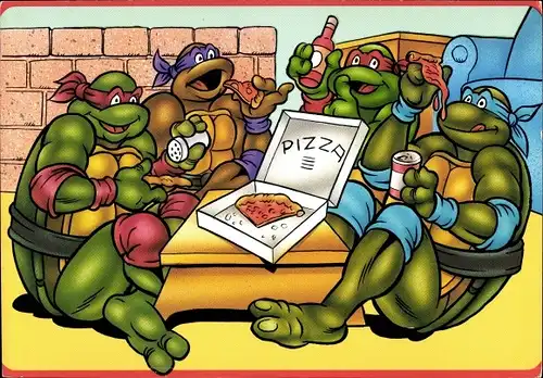 Ak Comic, Teenage Mutant Ninja Turtles, Schildkröten essen Pizza