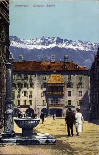 Ak Innsbruck in Tirol, Brunnen, Goldenes Dachl, Photochromie, Purger 14919