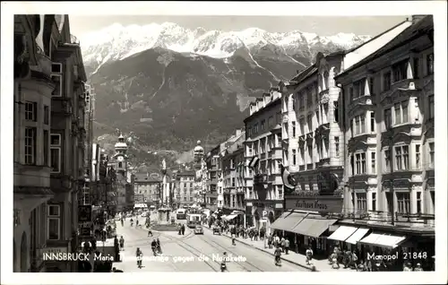 Ak Innsbruck in Tirol, Maria Theresienstraße gegen Nordkette, Kaufhaus Kraus