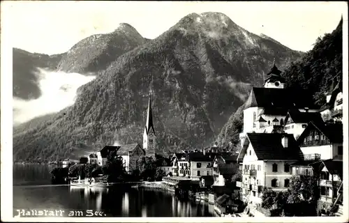 Ak Hallstatt im Salzkammergut Oberösterreich, Teilansicht des Ortes, Häuser am Ufer