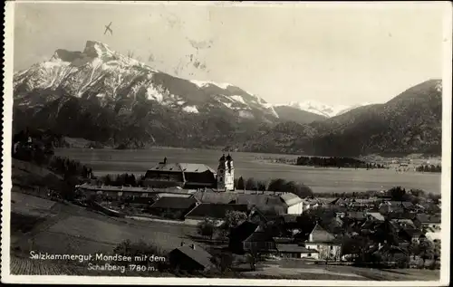 Ak Mondsee Oberösterreich, Teilansicht des Ortes, Schafberg