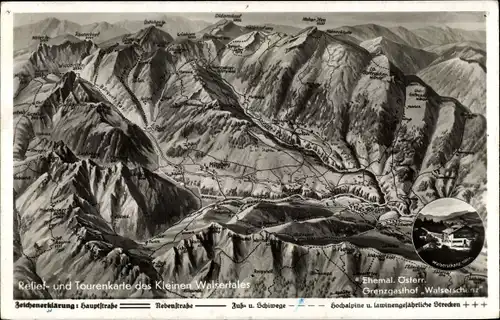 Ak Riezlern Mittelberg in Vorarlberg, Grenzgasthof Walserschanz, Kleines Walsertal