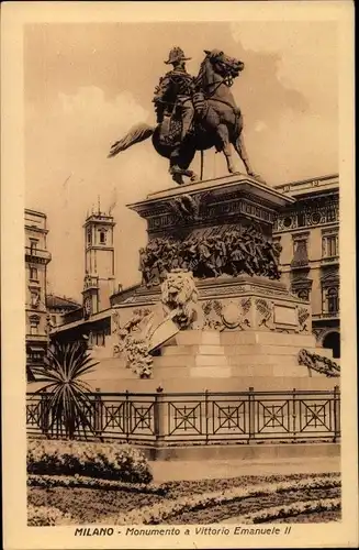 Ak Milano Mailand Lombardia, Monumento a Vittorio Emanuele II