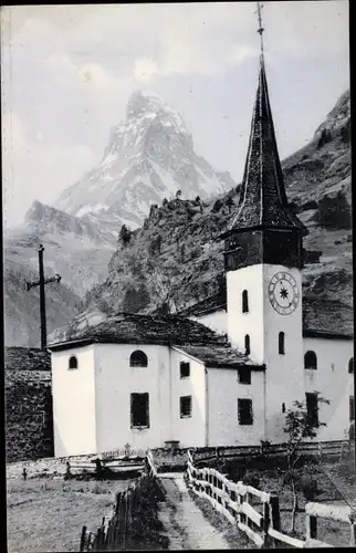 Ak Zermatt Kanton Wallis Schweiz, Kirche