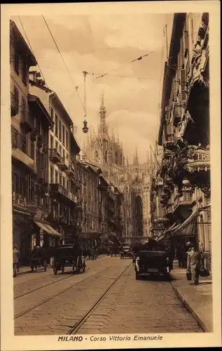 Ak Milano Mailand Lombardia, Corso Vittorio Emanuele, Straßenpartie in der Stadt