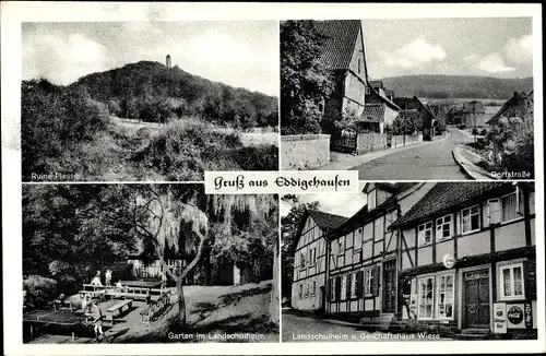 Ak Eddigehausen Bovenden, Dorfstraße, Ruine Plesse, Landschulheim, Geschäftshaus Wiese