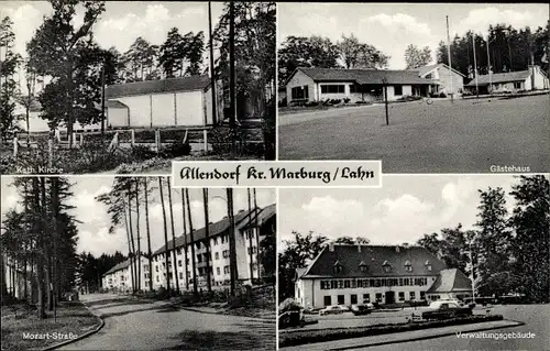Ak Allendorf Gießen an der Lahn Hessen, Gästehaus, Kath. Kirche, Mozart Straße, Verwaltungsgebäude