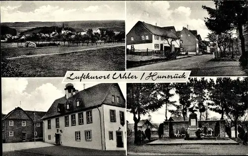 Ak Uhler im Hunsrück, Gesamtansicht, Kriegerdenkmal, Straßenpartie