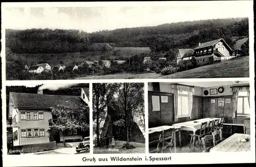 Ak Wildenstein Eschau im Spessart, Gesamtansicht, Gasthof, Ruine