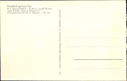 Ak Burgthann im Nürnberger Land, Gesamtansicht, Gasthof grünes Tal