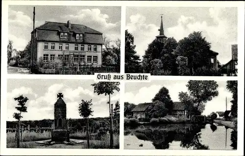 Ak Beuchte Schladen Werla in Niedersachsen, Kriegerdenkmal, Kirche, See