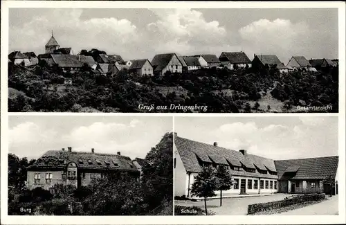 Ak Dringenberg Bad Driburg in Westfalen, Schule, Burg, Gesamtansicht