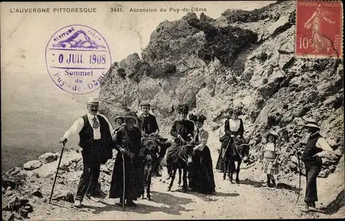 Ak Auvergne Puy de Dôme, Ascension du Puy de Dome, Esel