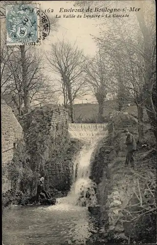 Ak Boulogne sur Mer Pas de Calais, La Vallee du Denacre, La Cascade