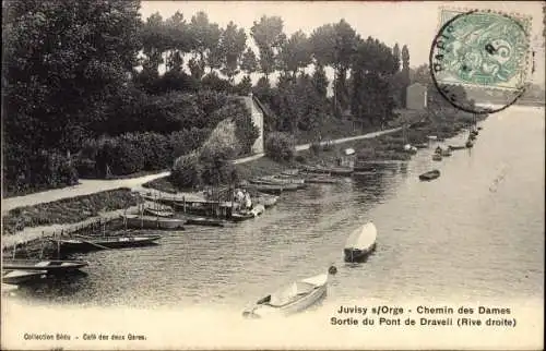 Ak Juvisy sur Orge Essonne, Chemin des Dames, Sortie du Pont de Draveil
