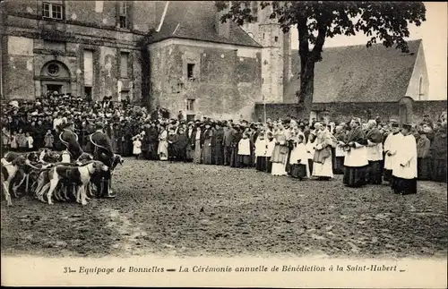 Ak Bonnelles Yvelines, Equipage, La Ceremonie annuelle de Benediction a la Saint Hubert