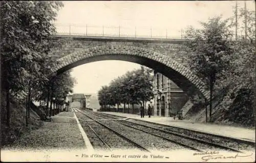 Ak Conflans Yvelines, Fin d'Oise, Gare et entree du Viaduc