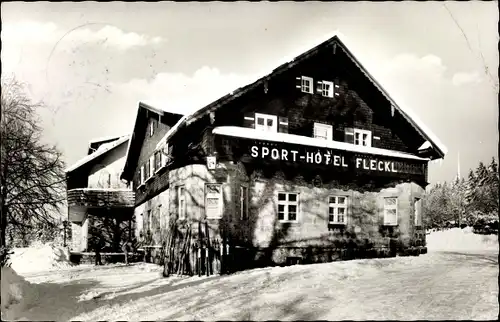Ak Fleckl im Fichtelgebirge Warmensteinach Oberfranken, Sporthotel Fleckl