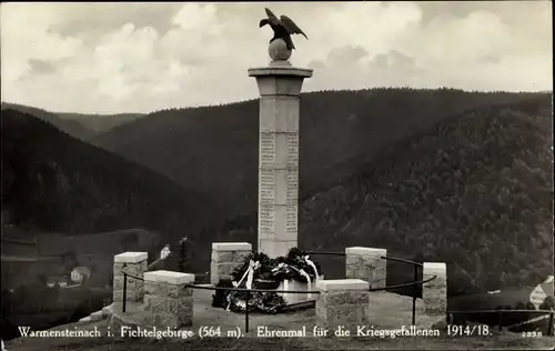 Ak Warmensteinach Oberfranken Bayern, Ehrenmal, Kriegsgefallenen 1914/18