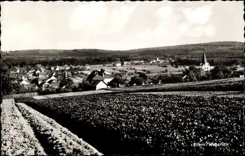 Ak Ellern im Hunsrück, Blick übers Feld zum Ort