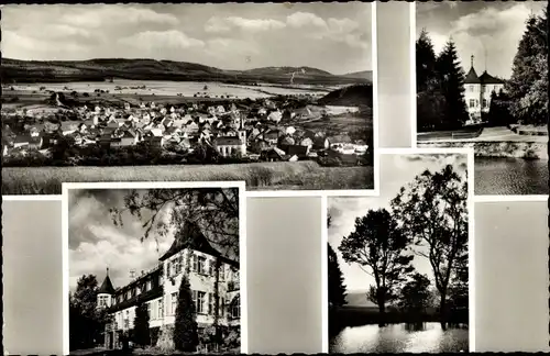 Ak Mengerschied im Hunsrück, Totale, Karl Pfaff Ferienheim, Gasthof zur Post