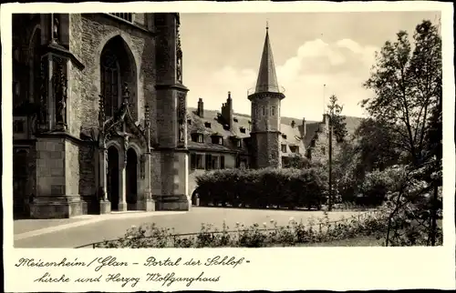 Ak Meisenheim am Glan Pfalz, Portal der Schlosskirche und Herzog Wolfganghaus