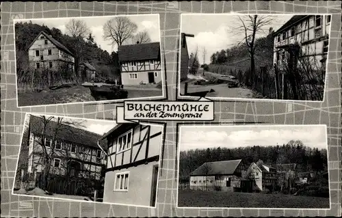 Ak Soisdorf Eiterfeld, Partie an der Zonengrenze, Buchenmühle, Hofgelände, Bach