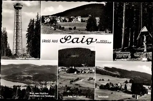 Ak Saig Lenzkirch im Schwarzwald, Hochfirst Aussichtsturm, Teilansicht, Titisee u. Feldberg