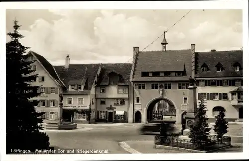 Ak Löffingen im Schwarzwald, Mailänder Tor mit Kriegerdenkmal