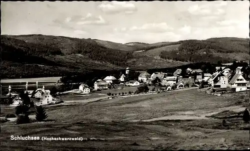 Ak Schluchsee im Schwarzwald, Teilansicht mit Pension Hogg