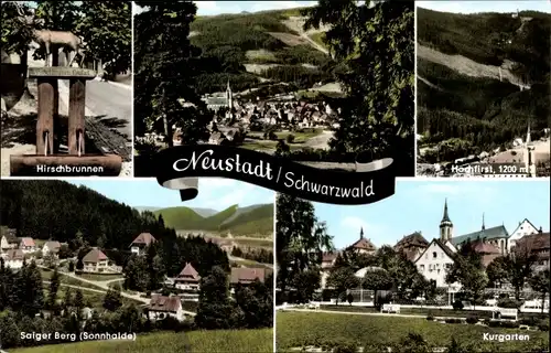 Ak Titisee Neustadt Breisgau Schwarzwald, Teilansicht, Hirschbrunnen, Saiger Berg, Kurgarten