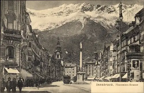 Ak Innsbruck in Tirol, Theresien-Straße, Straßenbahn Wagen Nr. 22