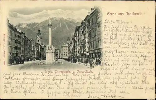 Ak Innsbruck in Tirol, Maria Theresienstraße, Anna-Säule